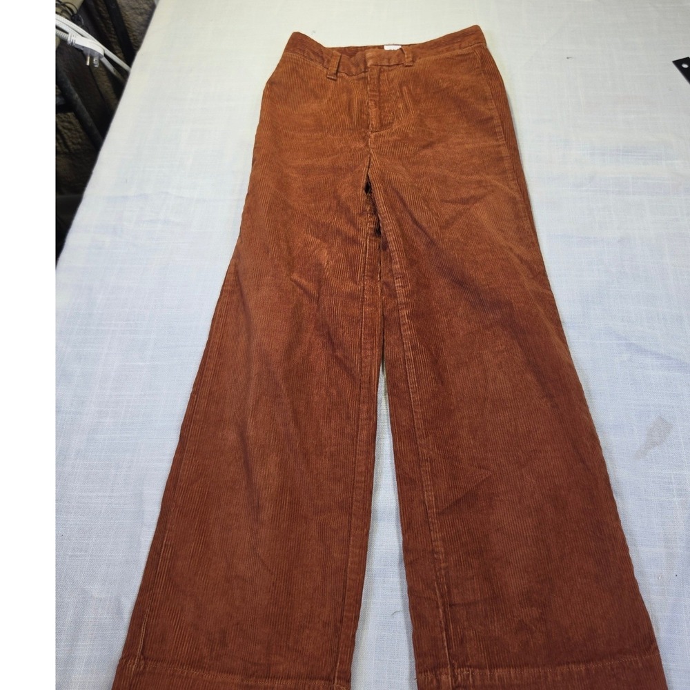 Gap Womens High Rise Wide Leg Crop Corduroy Pants Rust Brown Size 00 Cabin Core